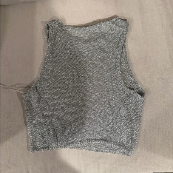 Zara Silver Metallic Ribbed Tank - Picture 3 of 3